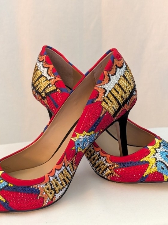 INC International Concepts Shoes - INC Red Comic-Print Rhinestone Womens High Heels